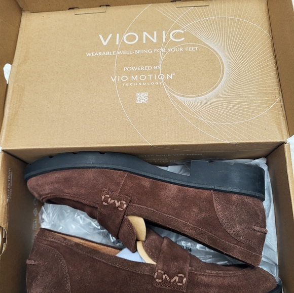 Vionic Women's CLEO Dark Brown Suede Loafers - Picture 2 of 4